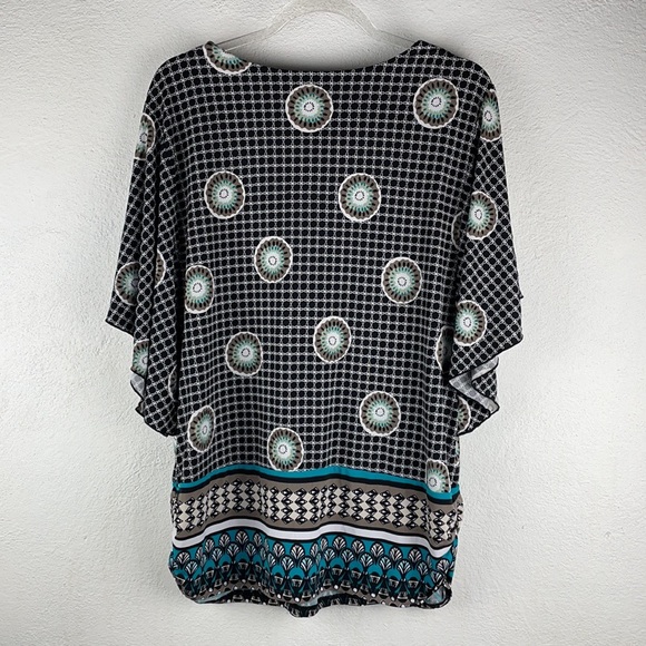 JM COLLECTION | Boho Rhinestone Embellished Loose Dolman Style Tunic Blouse - Picture 2 of 8